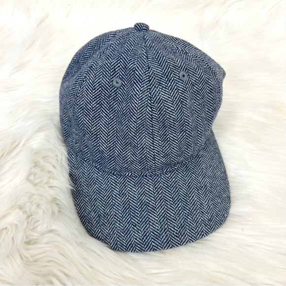 J.Crew Navy Herringbone Wool Blend Knit Baseball Hat OS - Picture 1 of 10